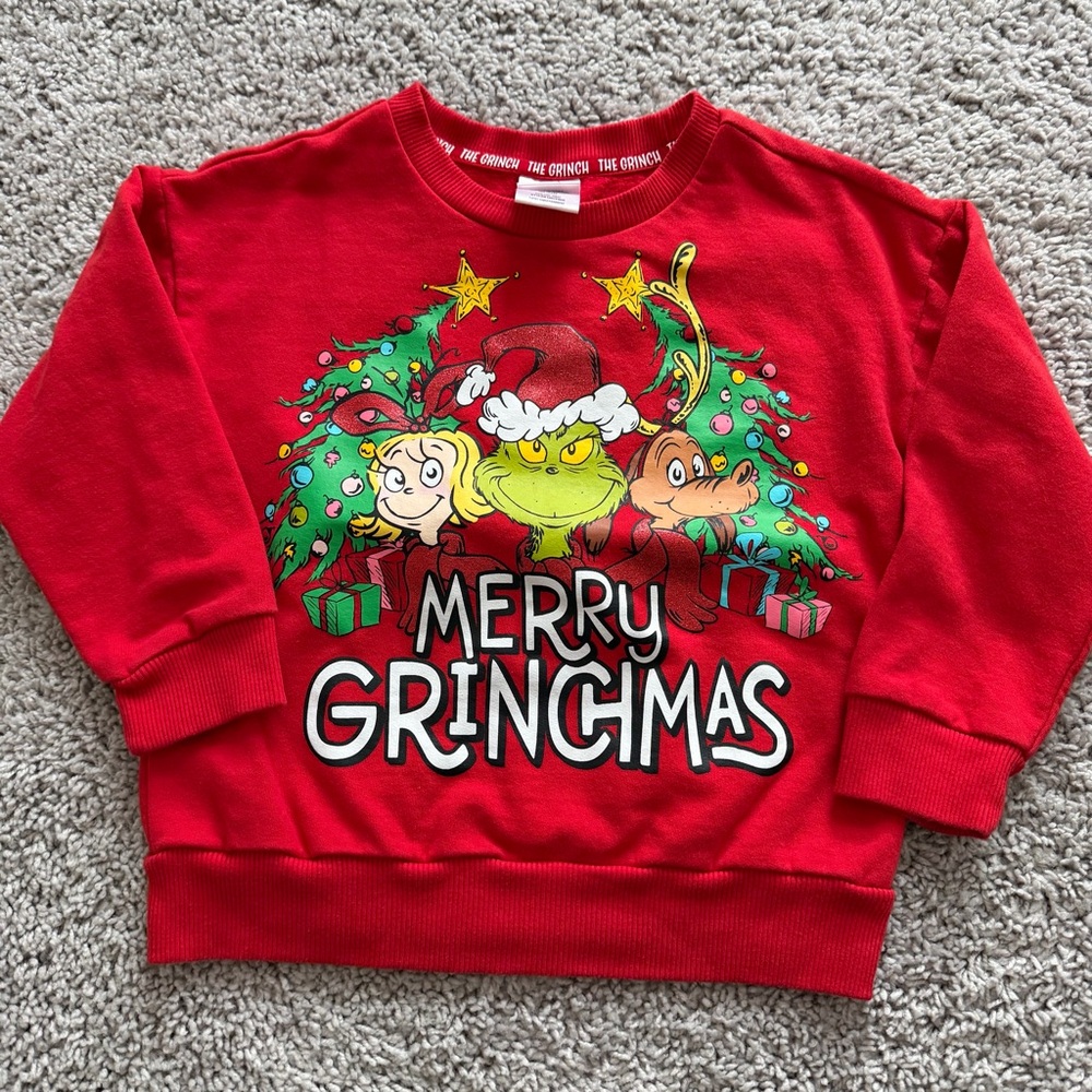 Merry Grinchmas Kids' Red Graphic Holiday Sweatshirt